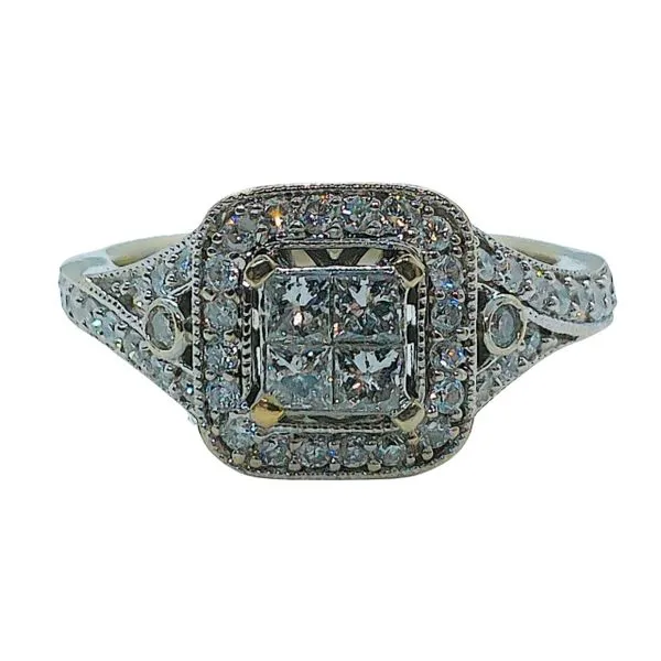 Halo Princess Cut Cluster Diamond Engagement Ring Joint Venture Jewelry Cary, NC