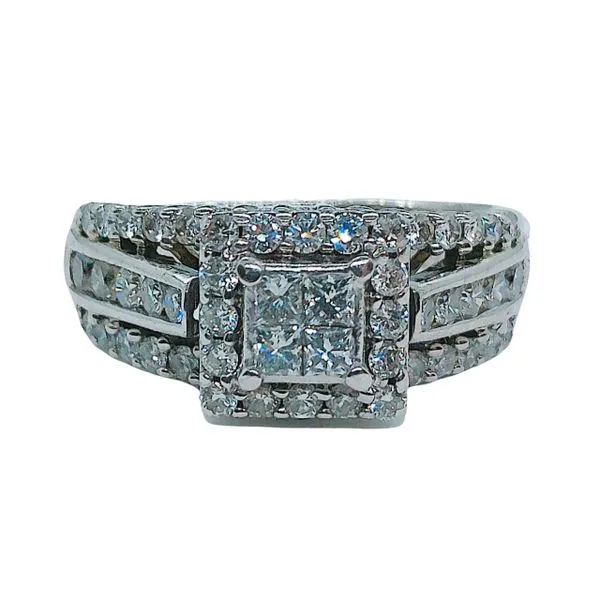Princess Cut Cluster Halo Diamond Engagement Ring Joint Venture Jewelry Cary, NC