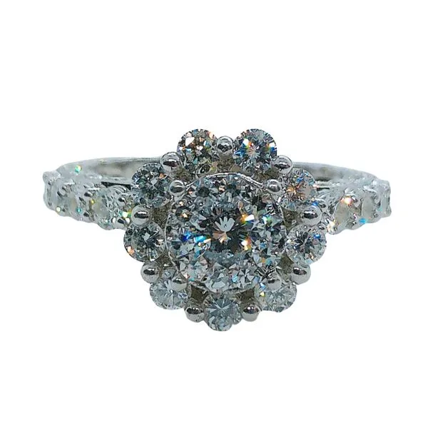 Flower Halo Custer Diamond Engagement Ring Joint Venture Jewelry Cary, NC