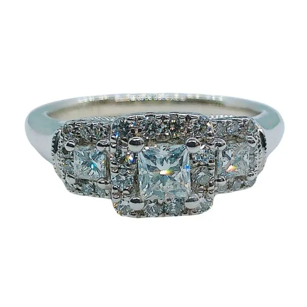 Princess Cut Diamond Halo Vera Wang Engagement Ring Joint Venture Jewelry Cary, NC