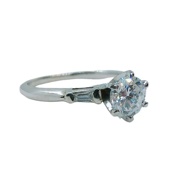 Round Diamond Engagement Ring with Baguettes Image 2 Joint Venture Jewelry Cary, NC
