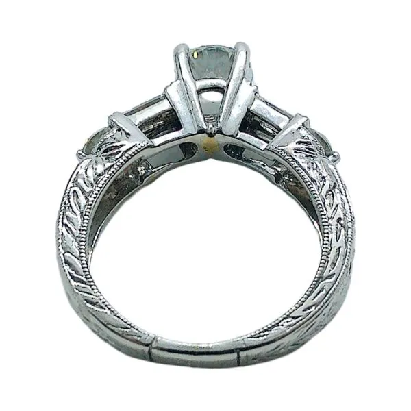 18k White Gold 0.76ct Round Diamond Engagement Ring with Baguette Accents – EGL Report Image 3 Joint Venture Jewelry Cary, NC