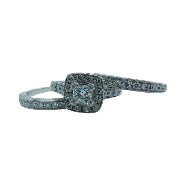 14K White Gold 0.51 CT Diamond Halo Engagement Ring Set – GIA Image 3 Joint Venture Jewelry Cary, NC