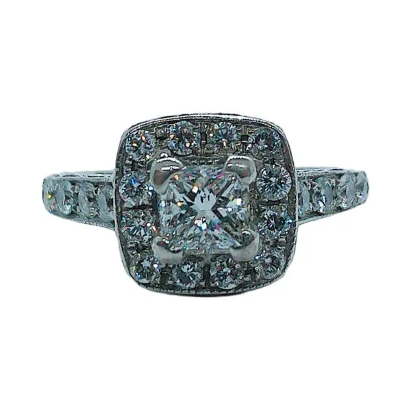 14K White Gold 0.51 CT Diamond Halo Engagement Ring Set – GIA Image 4 Joint Venture Jewelry Cary, NC