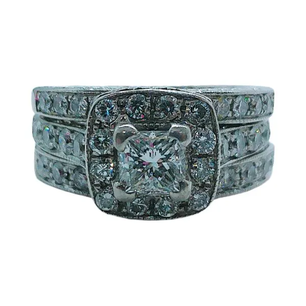 14K White Gold 0.51 CT Diamond Halo Engagement Ring Set – GIA Joint Venture Jewelry Cary, NC
