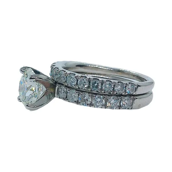 14K White Gold 1.50 CT Diamond Engagement Ring & 0.50 CTW Wedding Band Set Image 2 Joint Venture Jewelry Cary, NC