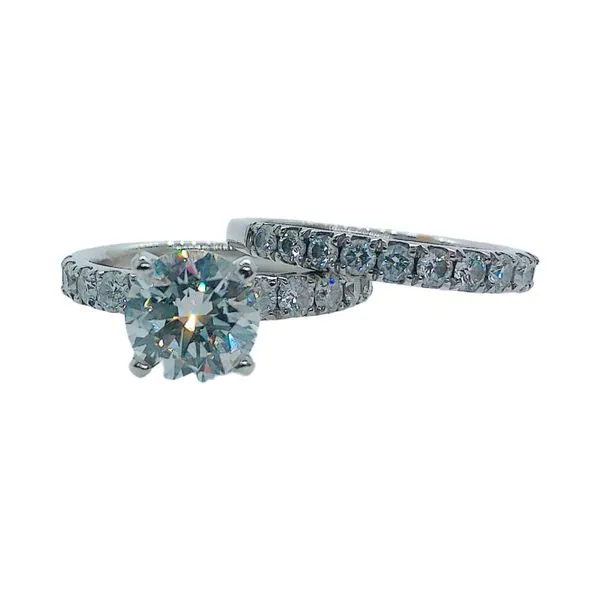 14K White Gold 1.50 CT Diamond Engagement Ring & 0.50 CTW Wedding Band Set Image 3 Joint Venture Jewelry Cary, NC