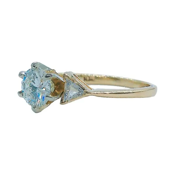 14K Yellow Gold 0.70 CT VS2 G Diamond Engagement Ring with Trillion Sides and Custom Band Image 4 Joint Venture Jewelry Cary, NC