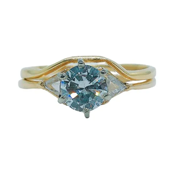 14K Yellow Gold 0.70 CT VS2 G Diamond Engagement Ring with Trillion Sides and Custom Band Joint Venture Jewelry Cary, NC
