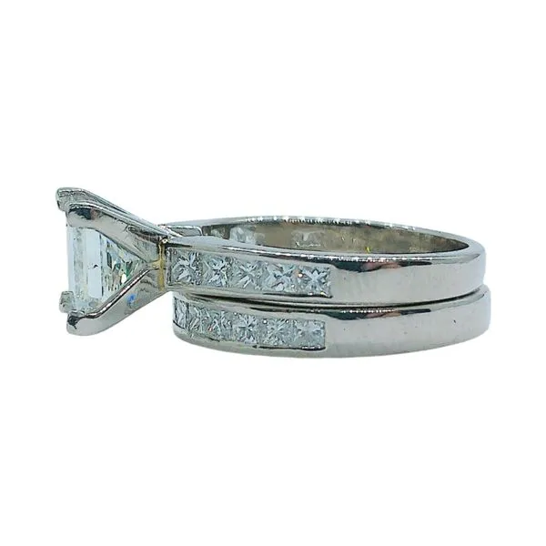 Platinum 2.02 CT Modified Square Brilliant Diamond Engagement Ring & Wedding Band Set – GIA Report Image 2 Joint Venture Jewelry Cary, NC