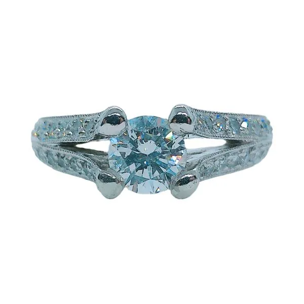 Platinum Split Shank 0.73 CT Round Diamond Engagement Ring – EGL Certified Joint Venture Jewelry Cary, NC