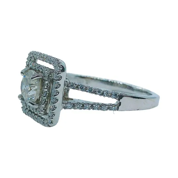 18K White Gold 0.82 CT Double Halo Split Shank Diamond Engagement Ring Image 2 Joint Venture Jewelry Cary, NC