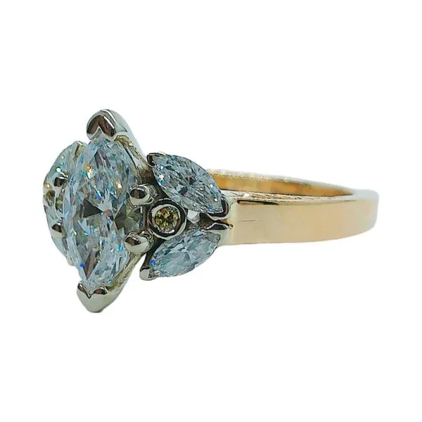 14K Yellow & White Gold Diamond Engagement Ring with Marquise & Fancy Yellow Diamond Accents Image 2 Joint Venture Jewelry Cary, NC