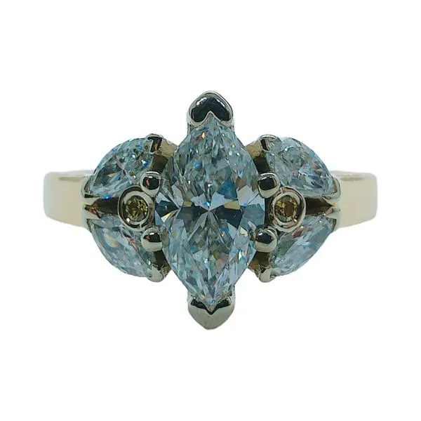 14K Yellow & White Gold Diamond Engagement Ring with Marquise & Fancy Yellow Diamond Accents Joint Venture Jewelry Cary, NC