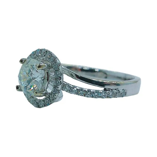 14K White Gold 0.98 CT Modified Brilliant Cut Diamond Halo Engagement Ring Image 2 Joint Venture Jewelry Cary, NC