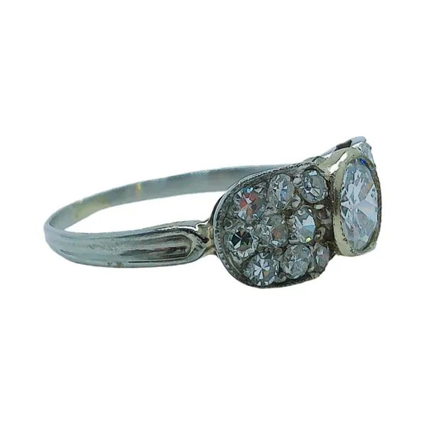 Platinum 0.71 CT Bezel-Set Diamond Ring with 0.54 CTW Pave Accents Image 2 Joint Venture Jewelry Cary, NC