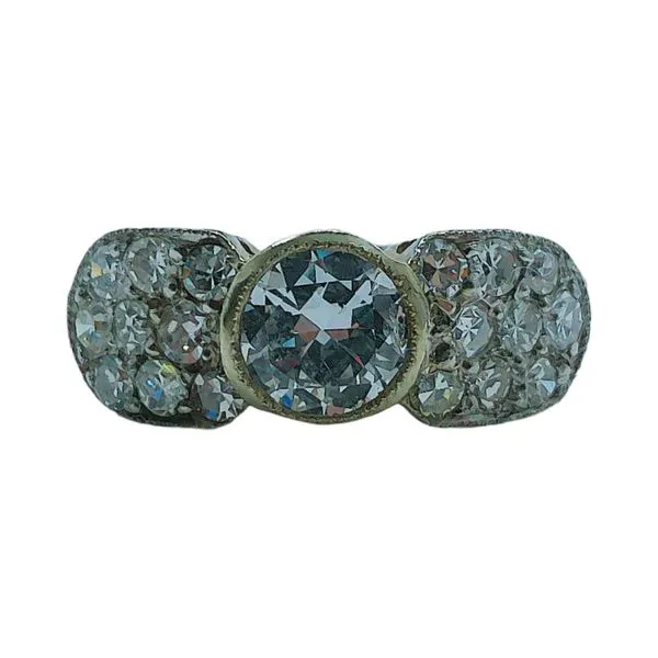 Platinum 0.71 CT Bezel-Set Diamond Ring with 0.54 CTW Pave Accents Joint Venture Jewelry Cary, NC