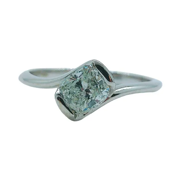 14K White Gold 0.77ct Cushion Cut Diamond Estate Engagement Ring Set Image 2 Joint Venture Jewelry Cary, NC