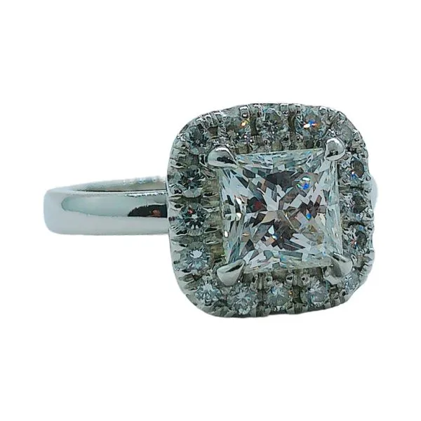 Platinum 1.21 Carat Princess Cut Diamond Halo Engagement Ring Image 2 Joint Venture Jewelry Cary, NC