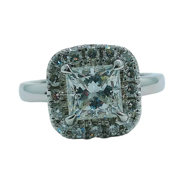 Platinum 1.21 Carat Princess Cut Diamond Halo Engagement Ring Joint Venture Jewelry Cary, NC
