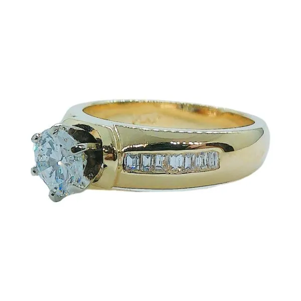 14K Yellow Gold .80ct Diamond Engagement Ring with Channel-Set Baguette Accents Image 2 Joint Venture Jewelry Cary, NC