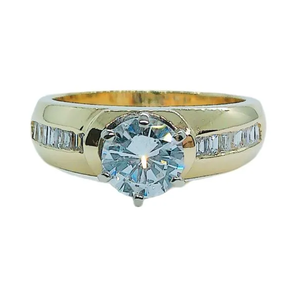 14K Yellow Gold .80ct Diamond Engagement Ring with Channel-Set Baguette Accents Joint Venture Jewelry Cary, NC