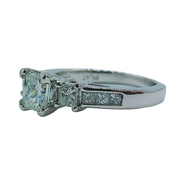 Platinum 1.00ct Princess Cut Diamond Three-Stone Engagement Ring Image 2 Joint Venture Jewelry Cary, NC