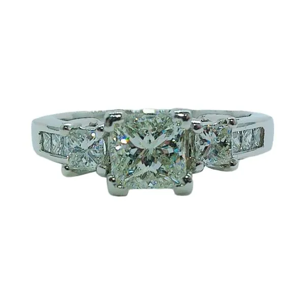 Platinum 1.00ct Princess Cut Diamond Three-Stone Engagement Ring Joint Venture Jewelry Cary, NC