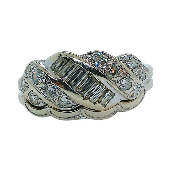 14K White Gold Vintage Diamond Ring & Matching Band – 0.60CTW Joint Venture Jewelry Cary, NC