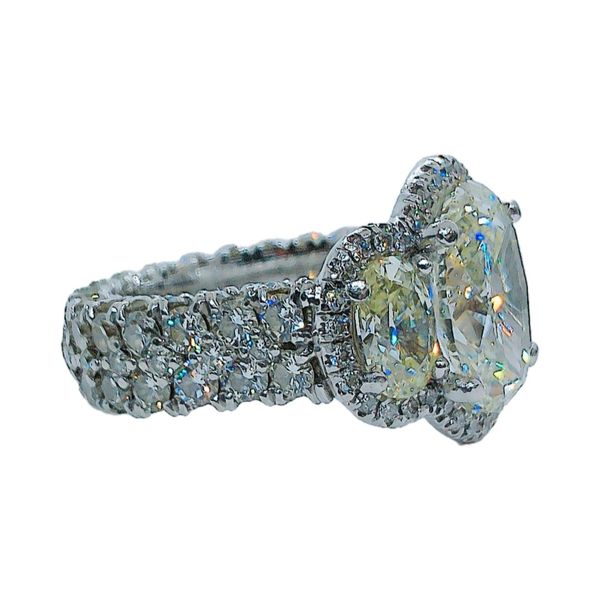 Platinum 4.02ct Oval 3-Stone Diamond Engagement Ring – 10.66ctw Image 2 Joint Venture Jewelry Cary, NC