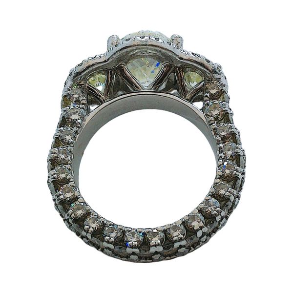 Platinum 4.02ct Oval 3-Stone Diamond Engagement Ring – 10.66ctw Image 4 Joint Venture Jewelry Cary, NC