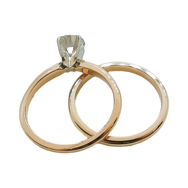 14K Yellow Gold 0.70 CT Round Diamond Estate Engagement Ring with Wedding Band Image 3 Joint Venture Jewelry Cary, NC