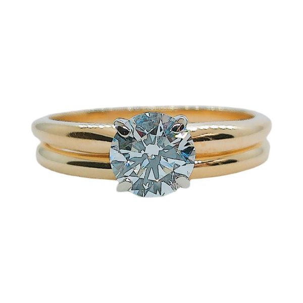 14K Yellow Gold 0.70 CT Round Diamond Estate Engagement Ring with Wedding Band Joint Venture Jewelry Cary, NC