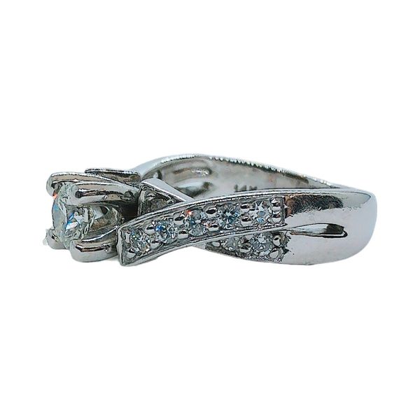 14K White Gold 0.38 CT Round Diamond Estate Engagement Ring with Twisted Diamond Shank Image 2 Joint Venture Jewelry Cary, NC