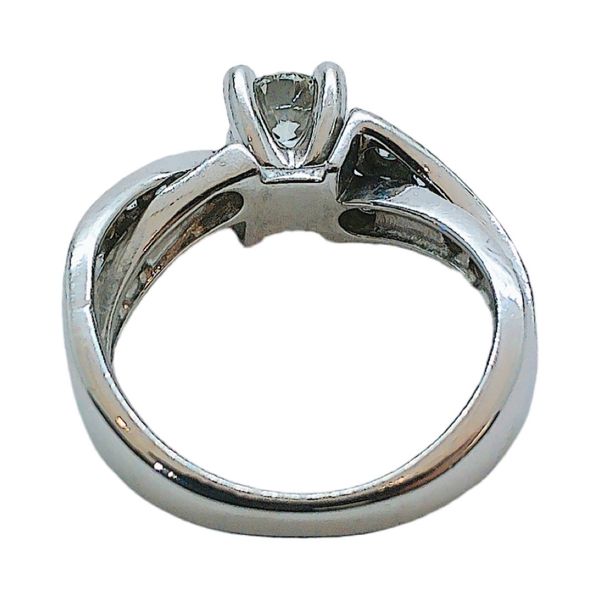 14K White Gold 0.38 CT Round Diamond Estate Engagement Ring with Twisted Diamond Shank Image 3 Joint Venture Jewelry Cary, NC