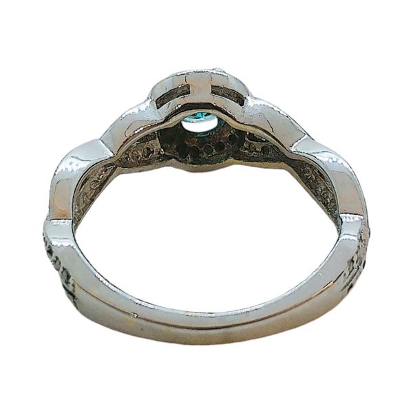 14K White Gold 0.40 CT Blue Diamond Halo Estate Ring with Diamond Accents Image 3 Joint Venture Jewelry Cary, NC