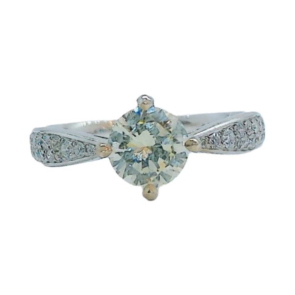 14K White Gold 0.78 CT Round Diamond Estate Engagement Ring Joint Venture Jewelry Cary, NC