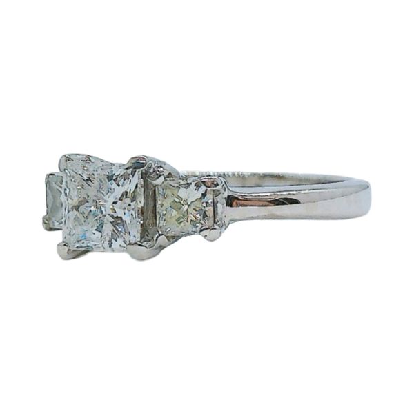 14K White Gold 1.49 CTW Princess Cut Diamond Three-Stone Engagement Ring Image 2 Joint Venture Jewelry Cary, NC