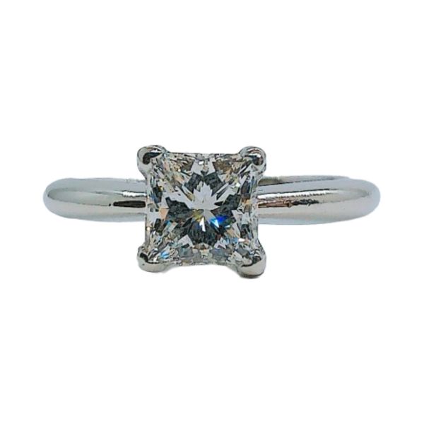 Platinum 1.02 CT GIA F VS1 Square Modified Brilliant Diamond Solitaire Engagement Ring & Wedding Band Set Image 2 Joint Venture Jewelry Cary, NC