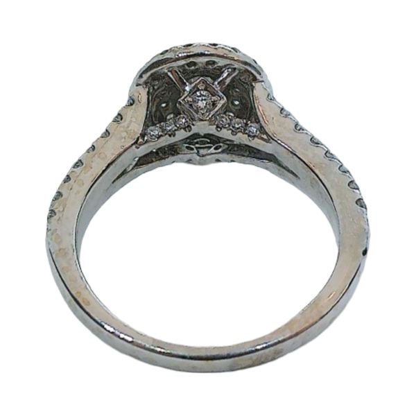 14K White Gold 0.41 CT Oval Diamond Double Halo Estate Engagement Ring Image 3 Joint Venture Jewelry Cary, NC