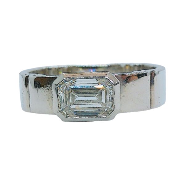 Platinum 0.75ct F VS1 Emerald Cut Diamond Estate Ring Joint Venture Jewelry Cary, NC