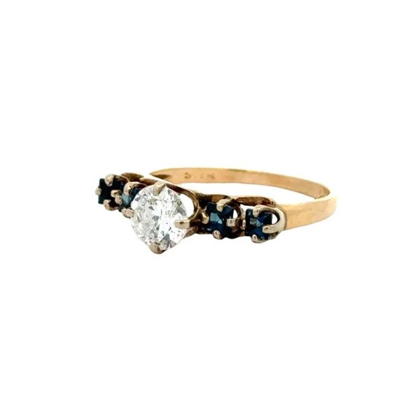 14K Yellow Gold 0.60 CTW Diamond & Sapphire Estate Ring Image 2 Joint Venture Jewelry Cary, NC