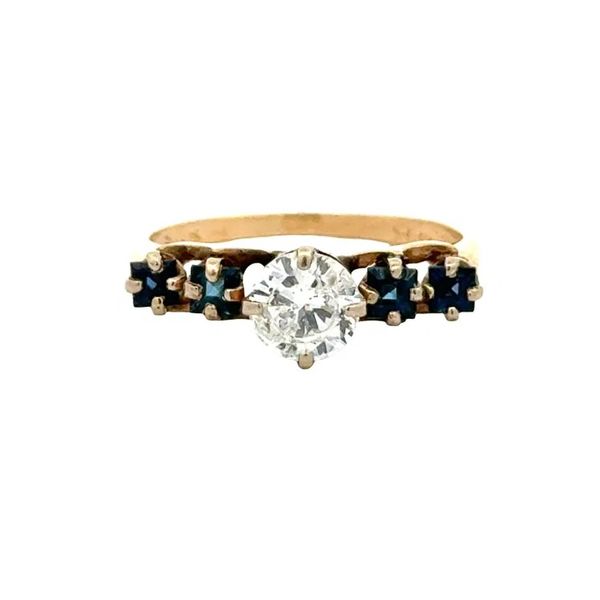 14K Yellow Gold 0.60 CTW Diamond & Sapphire Estate Ring Joint Venture Jewelry Cary, NC
