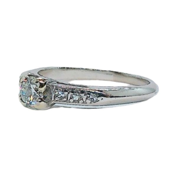 Platinum Estate 0.25ct Diamond Engagement Ring with Single-Cut Accents Image 2 Joint Venture Jewelry Cary, NC