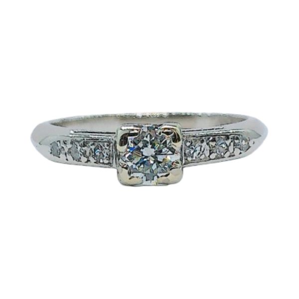 Platinum Estate 0.25ct Diamond Engagement Ring with Single-Cut Accents Joint Venture Jewelry Cary, NC