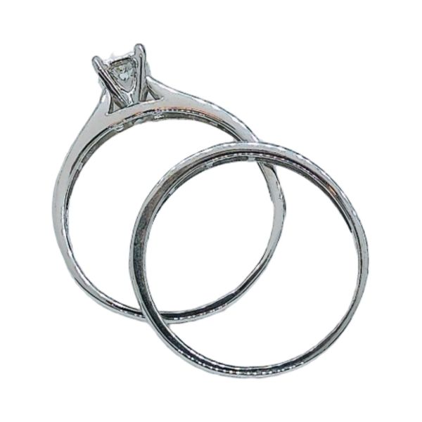 10K White Gold 0.12ct Princess Diamond Bridal Set Image 3 Joint Venture Jewelry Cary, NC
