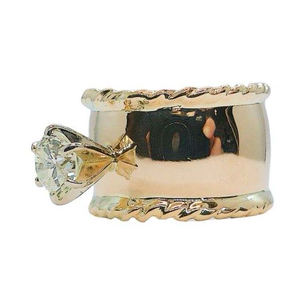 14K Yellow Gold 0.82ct Diamond Wide Engagement Ring with Rope Detail Image 2 Joint Venture Jewelry Cary, NC