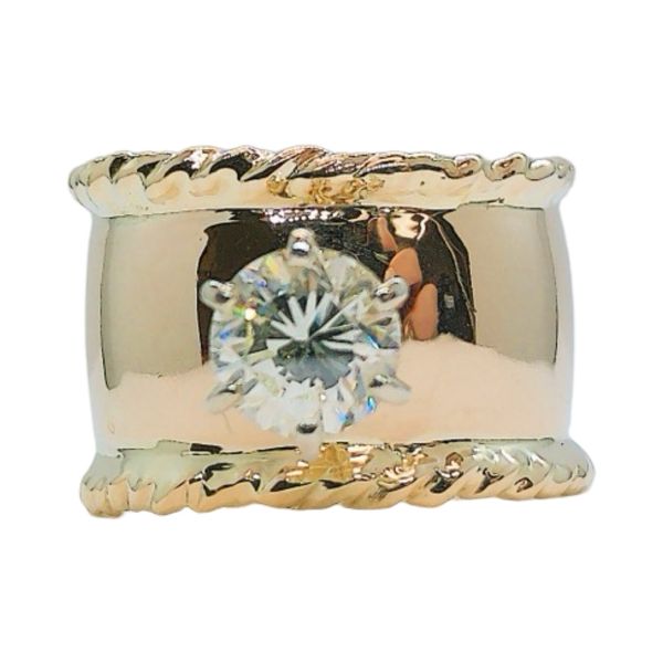 14K Yellow Gold 0.82ct Diamond Wide Engagement Ring with Rope Detail Joint Venture Jewelry Cary, NC