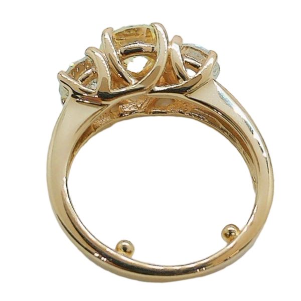 14K Yellow Gold 1.71ctw Three-Stone Diamond Trellis Ring Image 3 Joint Venture Jewelry Cary, NC