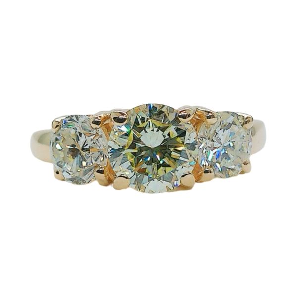 14K Yellow Gold 1.71ctw Three-Stone Diamond Trellis Ring Joint Venture Jewelry Cary, NC
